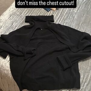 Paige Black Sweater with Chest Cutout